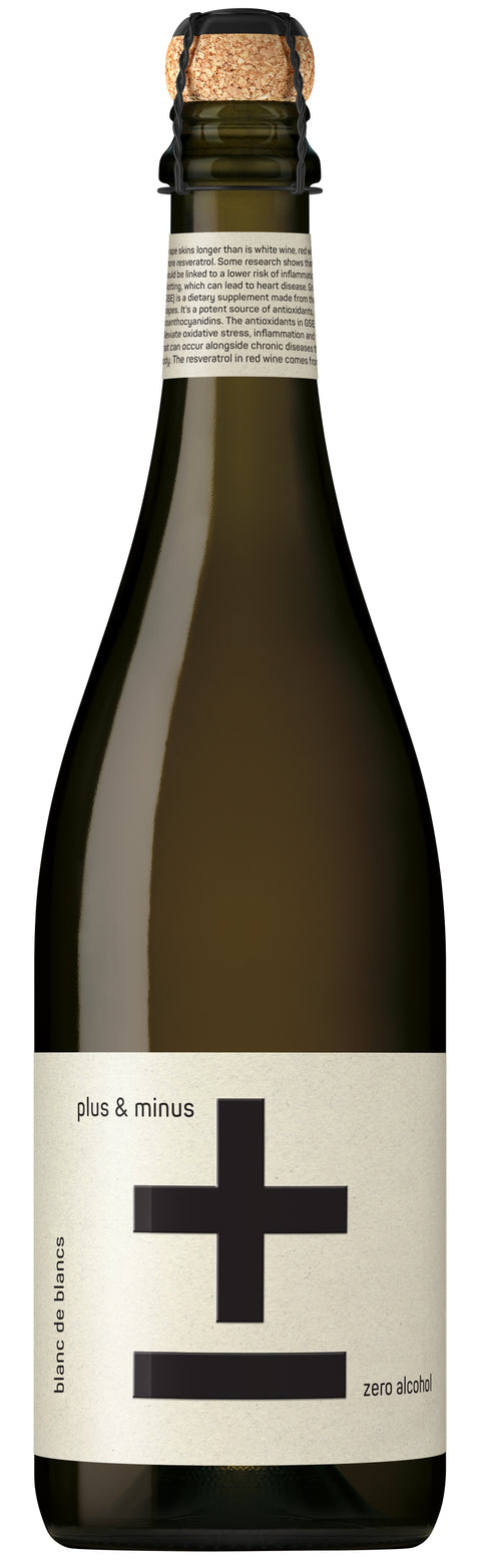 Plus & Minus Non Alcoholic Sparkling Blanc de Blancs White Wine NV 0.5%