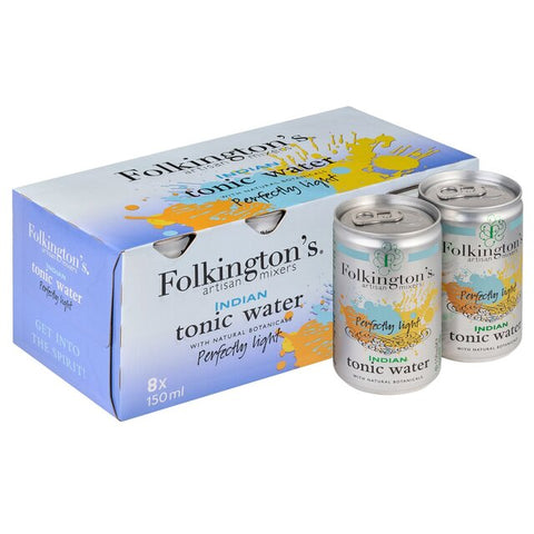 Folkington's Light Tonic Water - (150ml can) (GF) 8-pack